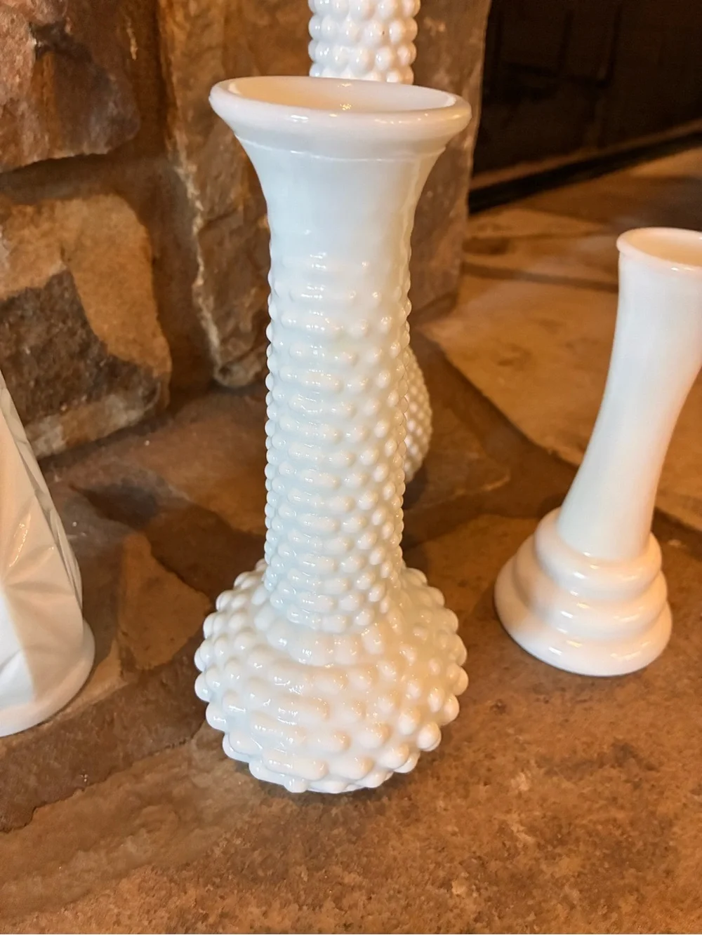 Vintage White Milk Glass Bud Vase set